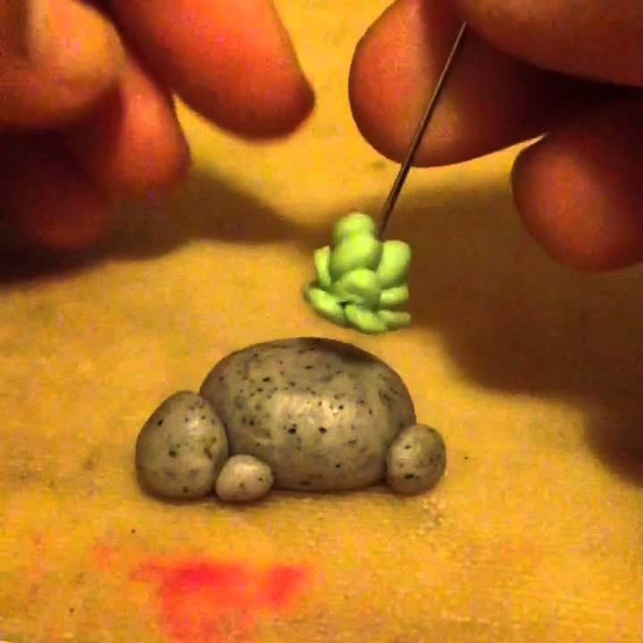 Polymer clay "succulent on a rock" tutorial