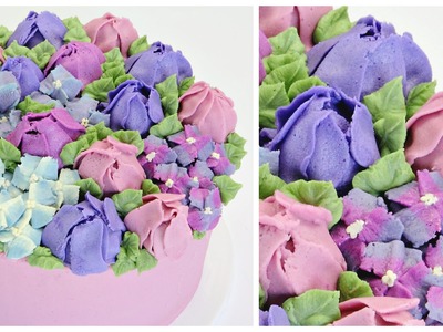 Tulip and Hydrangea Buttercream Cake - CAKE STYLE