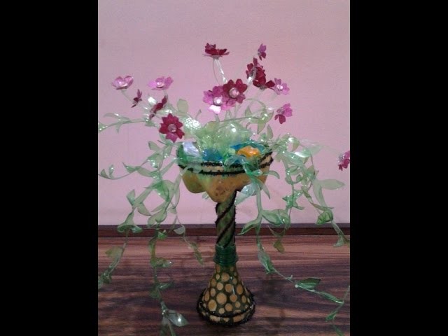 Best Out Of Waste Plastic Stylish Flower Holder with Flowers