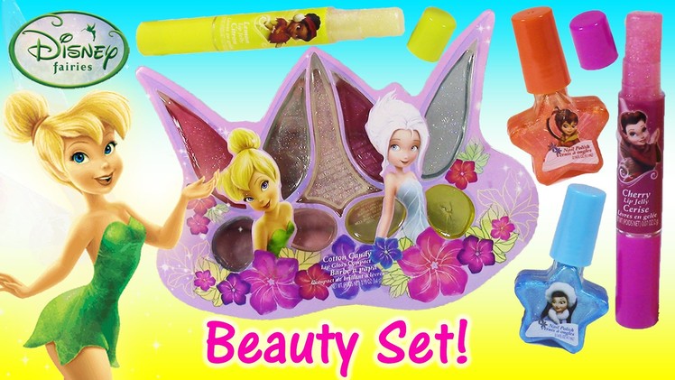 Disney Fairies TINKERBELL Cosmetic Set! Beauty Bag with Lip Gloss Lip Balm Nail Polish! SHOPKINS