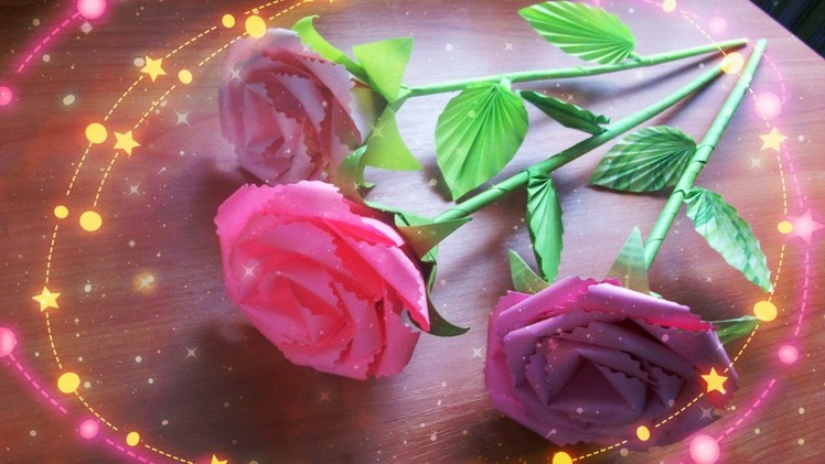 DIY #Handmade Cute Flowers. How to Assemble a Paper Rose With a Stem, #Leaves, a Calyx