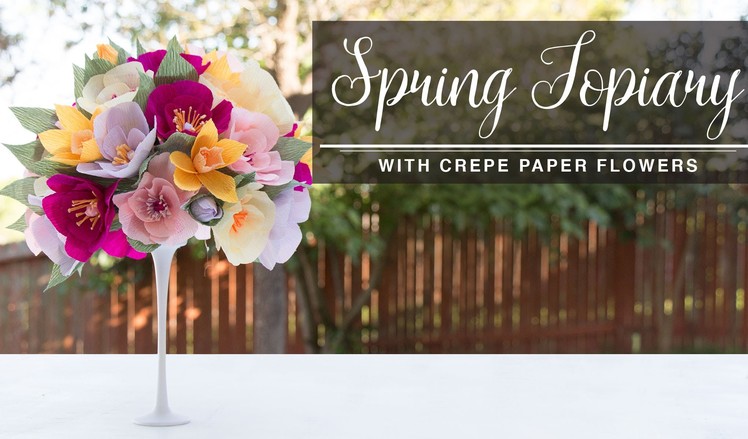 DIY Spring Topiary - Crepe Paper Flowers. Topario de flores Collab. Carte Fini