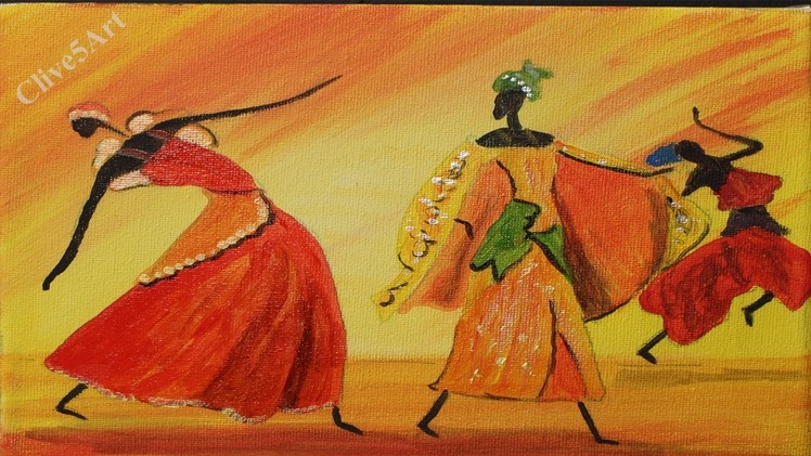 Easy Dancing African Girls, Acrylic painting for beginners,#clive5art