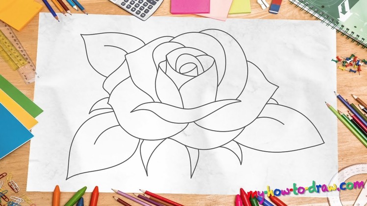 How to Draw a Rose - *NEW 2015* Easy step-by-step drawing lessons for kids