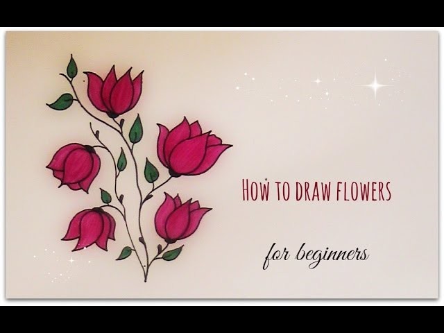 How to draw flowers - magnolia flowers for beginners (version 2)