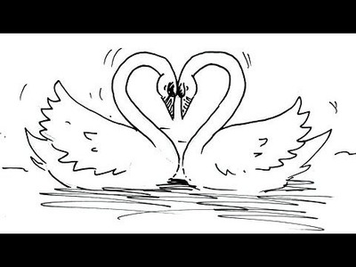 How to draw Swans of Love! Real Easy