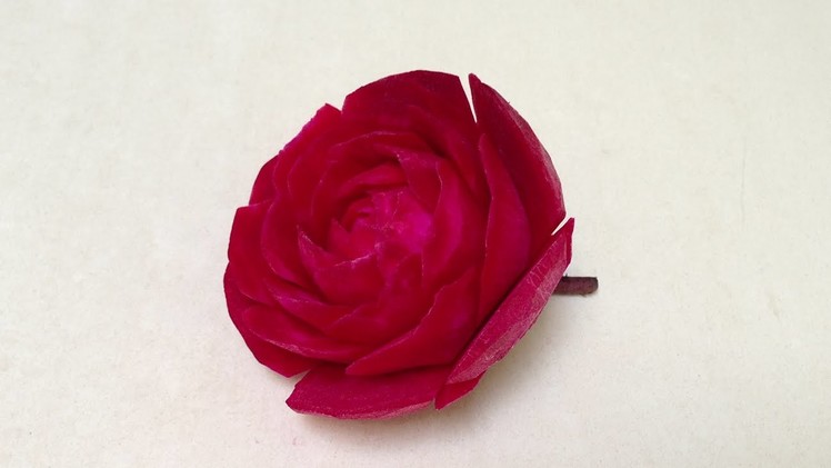 Beautiful Lyndi Red Rose Beet Flower - Lesson 2 By Mutita Art Of Fruit And Vegetable Carving
