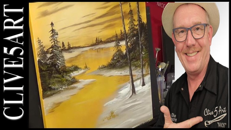 Golden Glow | Bob Ross style | Acrylic painting for beginners,#clive5art