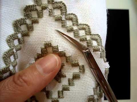 Hardanger Embroidery, Lesson 8, Cutting the interior
