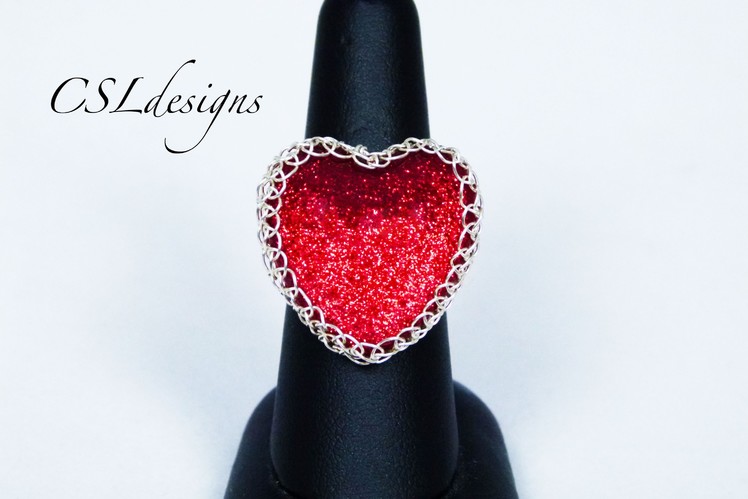 Heart shaped wire wrapped cabochon ring | Valentines
