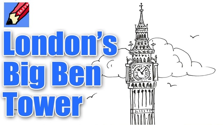 How to draw London's Big Ben Tower Real Easy