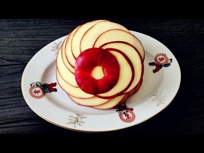 How To Make An Apple Rosette | Apple Art | Fruit Carving Garnish | Party Food Decoration