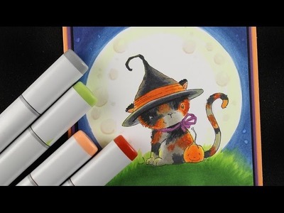 How to color moon light with Copics - Halloween card