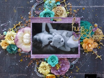 Hugs and Kisses Mixed Media Layout for Scrap FX