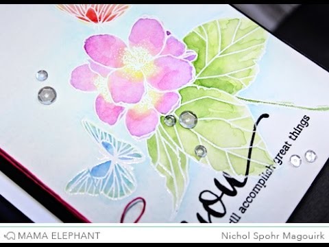 Mama Elephant | Butterfly Kisses Watercolored Card