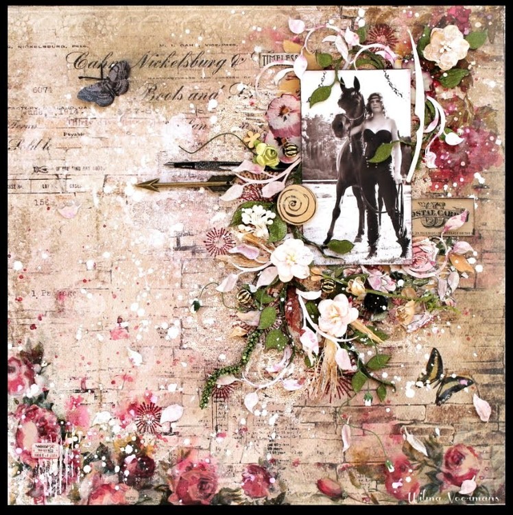 Mixed media layout tutorial by Wilma Voermans . Timeless collection