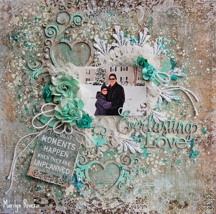 Mixed Media Layout using chipboards by Marilyn.