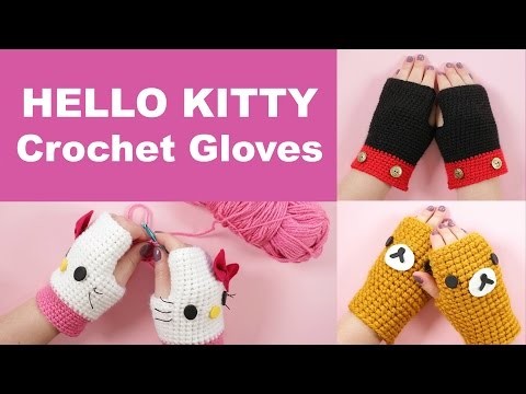 DIY Hello Kitty Crochet Gloves | Step by Step Tutorial | 2 Cats & 1 Doll