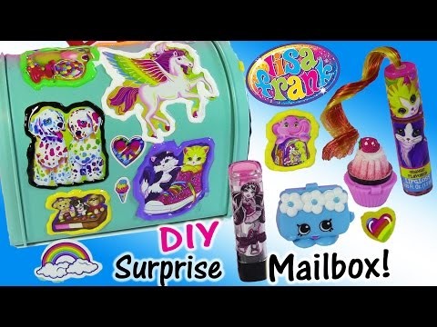 DIY Lisa Frank Surprise Mailbox! Decorate with Stickers & PUFFY Paint! Lip Gloss SHOPKINS!