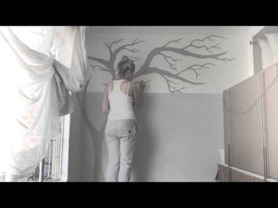 DIY Tree painting on my dressing room wall!
