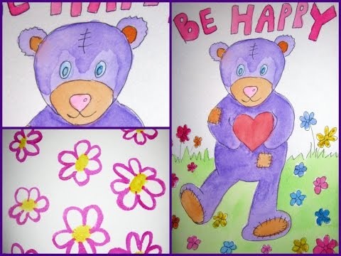 How to Draw Teddy Bear Step by Step - DIY Holiday Cards