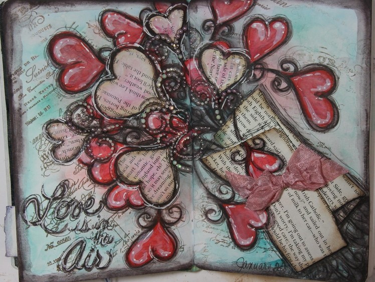 Love is in the Air Art Journal Page Process