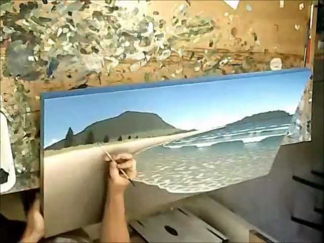 Acrylic Painting - Mount Maunganui Beach and Waves