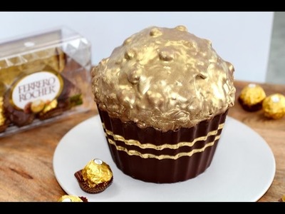 Giant Ferrero Cupcake! Huge Ferrero Rocher Cupcake Recipe | My Cupcake Addiction