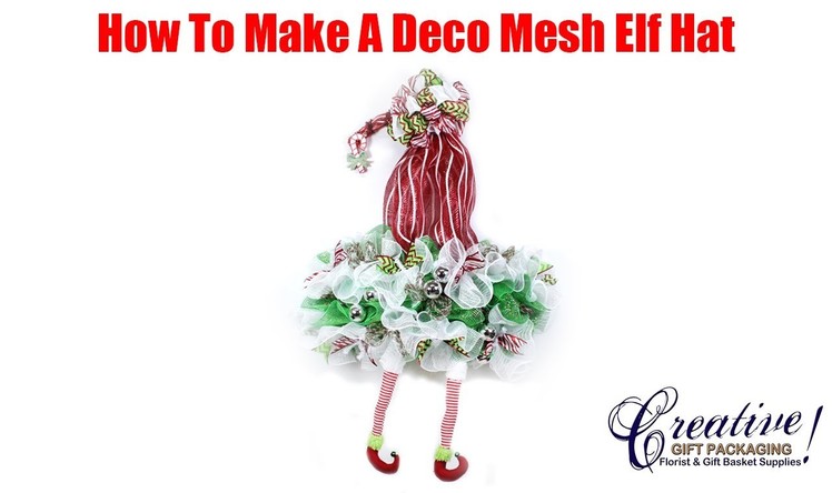 How To Make A Deco Mesh Christmas Elf Hat Wreath