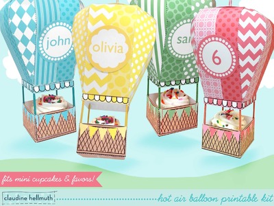 Make a hot air balloon party favor box - holds mini cupcakes too!
