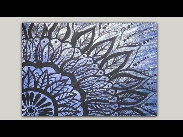 Painted Mandala Doodle Acrylic Painting on Canvas Part 1 of 2