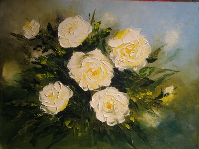 Palette Knife Painting "Roses Bush" with Svetlana Kanyo