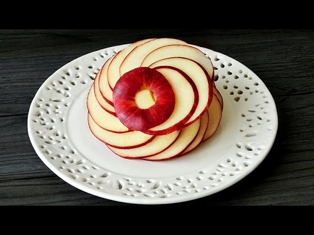 Art In Apple Flower | Fruit Carving Garnish | Apple Art | Party Garnishing