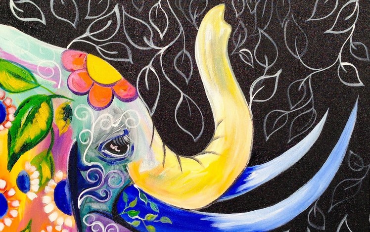 Bohemian Elephant Easy Acrylic Painting for Beginners