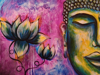 How to Paint Buddha Step by Step Acrylic Painting on Canvas for Beginners