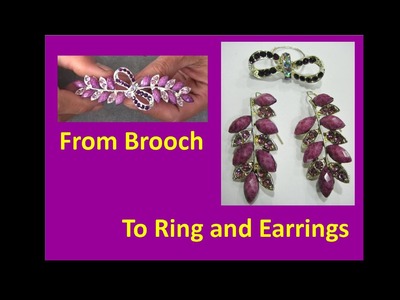 Jewelry Makeover - Brooch to Ring and Earrings - Liz Kreate