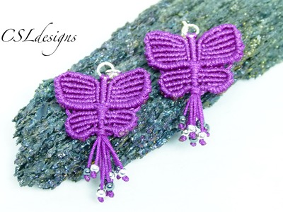 Macrame butterfly earrings