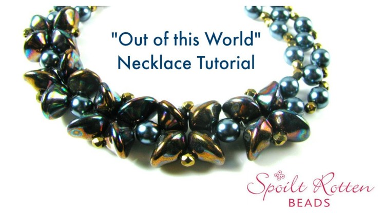 "Out of this world" necklace with UFO beads and right angle weave