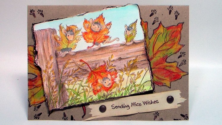 "Mice Wishes" Mixed Media Coloring House Mouse Card