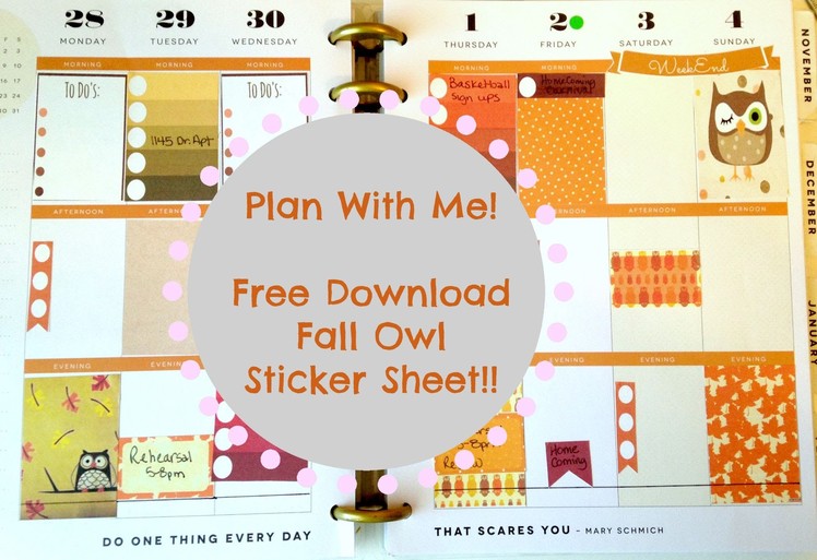 Plan With Me! FREE Fall Planner Stickers Happy Planner Mambi Create 365