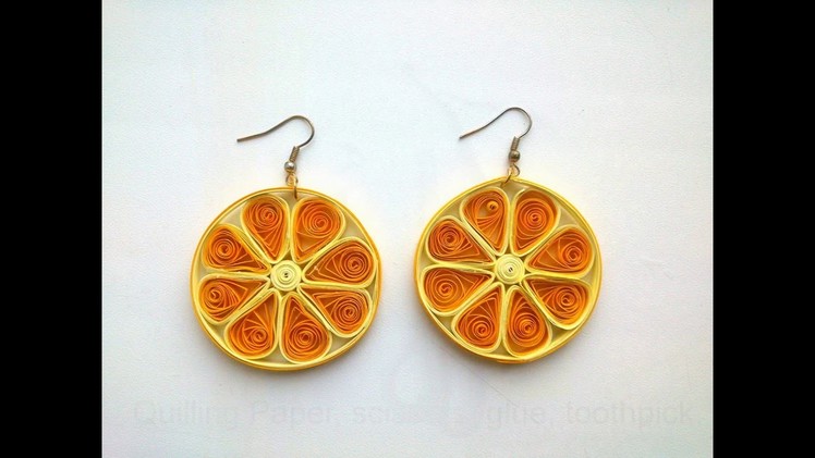 Quilling  Earring designs: How to make Quilling Earrings Oranges.Quilling Earrings Making.