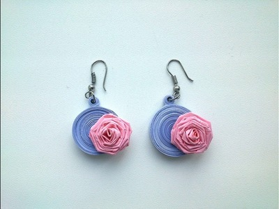 Quilling Earrings Making:  How to make beautiful Quilling Earrings with roses. Paper Quilling Art