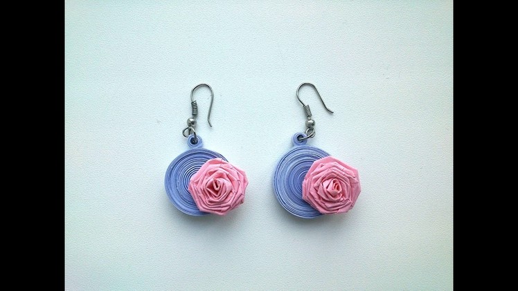 Quilling Earrings Making:  How to make beautiful Quilling Earrings with roses. Paper Quilling Art