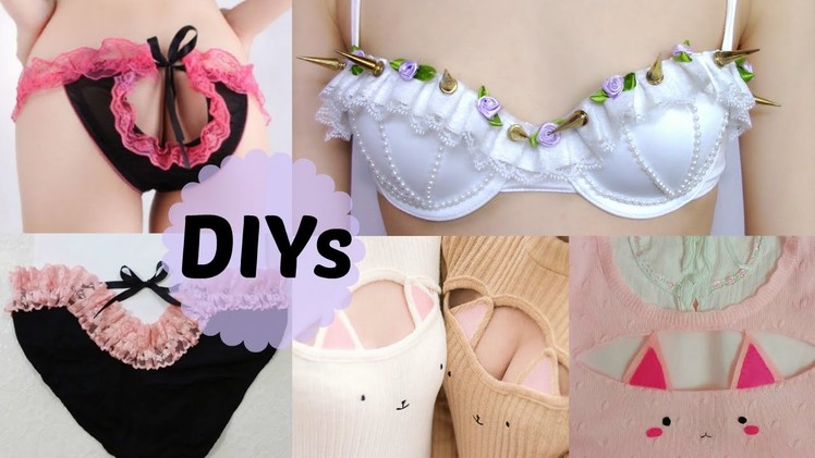 3 Cute&Sexy DIYs: DIY Pastel Gothic Spiked Bra +DIY Cut out Panties + DIY Cat Keyhole Sweater