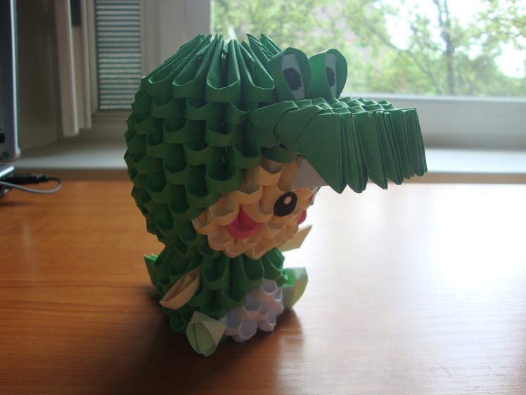 3D origami crocodile kid