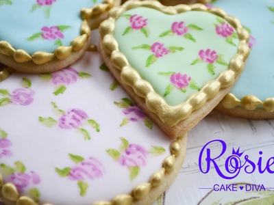 "Cath Kidston" Style Roses - Edible Painting On Cakes & Cookies Tutorial