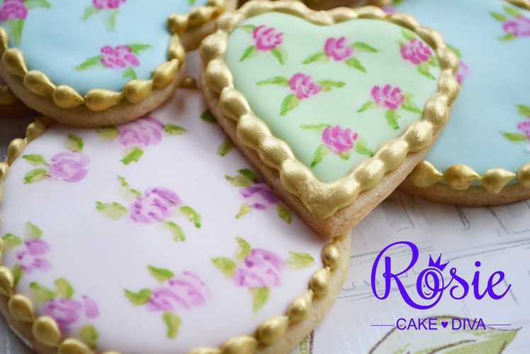 "Cath Kidston" Style Roses - Edible Painting On Cakes & Cookies Tutorial