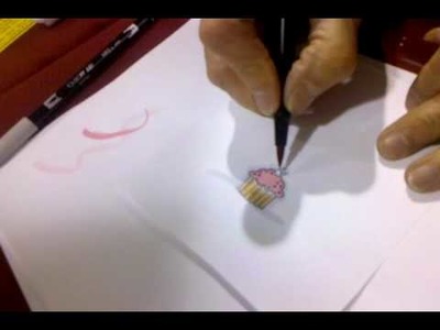 Coloring a Cherry Cupcake with Tombow Watercolor Markers