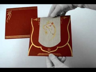D-1418, Red Color, Handmade Paper, Hindu Cards, Hindu Wedding Cards, Hindu Wedding Invitations