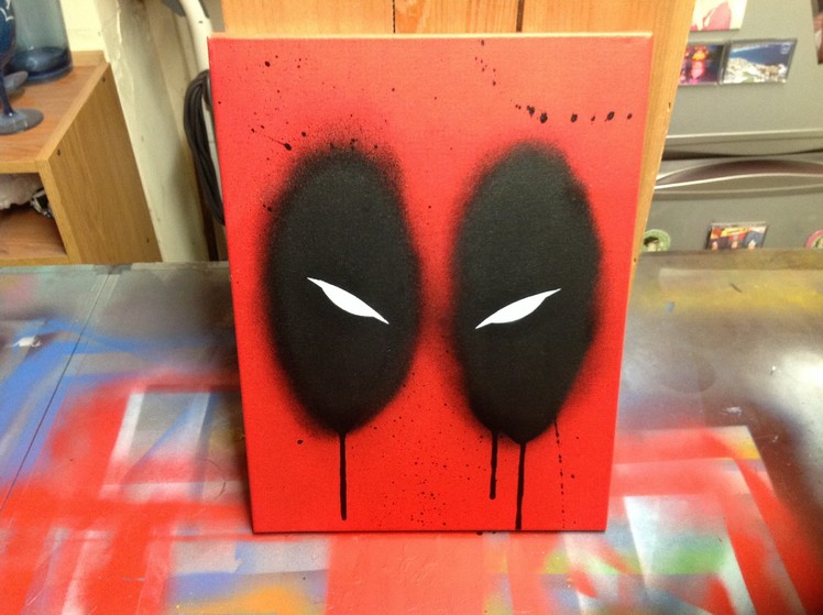 Deadpool stencil and spray paint on canvas!